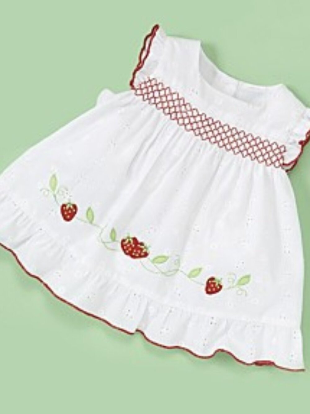 Little Bitty - Girls' White Eyelet Strawberry Dress